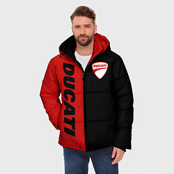 Куртка зимняя мужская DUCATI BLACK RED BACKGROUND, цвет: 3D-светло-серый — фото 2