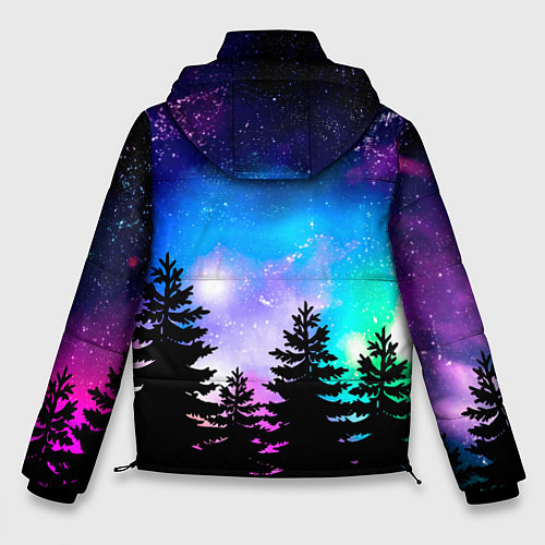 Мужская зимняя куртка Космический лес, елки и звезды / 3D-Черный – фото 2