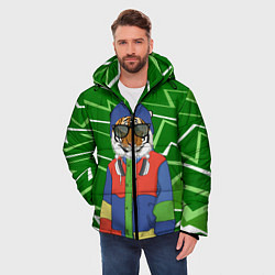 Куртка зимняя мужская Крутой Тигр фурри на стиле, цвет: 3D-красный — фото 2