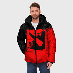 Куртка зимняя мужская DOTA 2 RED BLACK LOGO, БРЫЗГИ КРАСОК, цвет: 3D-красный — фото 2