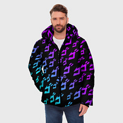 Куртка зимняя мужская JOJOS BIZARRE ADVENTURE NEON PATTERN НЕОН УЗОР, цвет: 3D-черный — фото 2