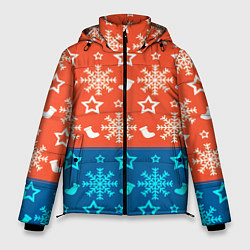 Куртка зимняя мужская Новогодний узор, цвет: 3D-красный