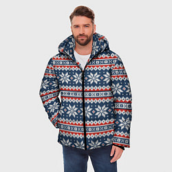 Куртка зимняя мужская Knitted Christmas Pattern, цвет: 3D-красный — фото 2