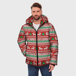 Куртка зимняя мужская Deer Christmas Pattern, цвет: 3D-черный — фото 2