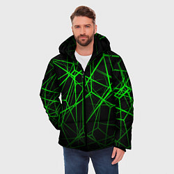 Куртка зимняя мужская ЯДОВИТЫЕ ЛИНИИ ЗЕЛЕНЫЙ ГЕОМЕТРИЯ, цвет: 3D-черный — фото 2