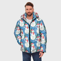 Куртка зимняя мужская Много снеговиков, цвет: 3D-красный — фото 2