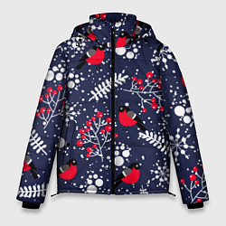 Куртка зимняя мужская Снегири и рябина, цвет: 3D-красный