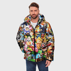 Куртка зимняя мужская SUPER SMASH BROS ГЕРОИ ИГРЫ, цвет: 3D-светло-серый — фото 2