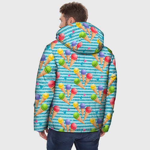 Мужская зимняя куртка Разноцветное мороженое паттерн / 3D-Светло-серый – фото 4