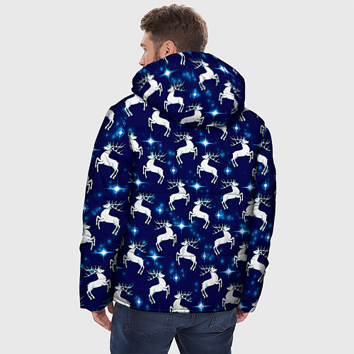 Мужская зимняя куртка Новогодние олени и звезды / 3D-Светло-серый – фото 4