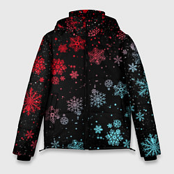 Куртка зимняя мужская НЕОНОВЫЕ СНЕЖИНКИ, НОВЫЙ ГОД 2022, цвет: 3D-светло-серый