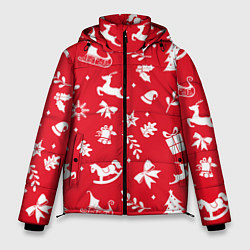 Куртка зимняя мужская Паттерн новогодней атрибутики, цвет: 3D-светло-серый