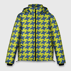 Куртка зимняя мужская Сине-желтые гусиные лапки, цвет: 3D-красный