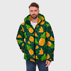 Куртка зимняя мужская Ананасы Много ананасов, цвет: 3D-черный — фото 2