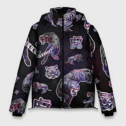 Куртка зимняя мужская Космические тигры, цвет: 3D-черный