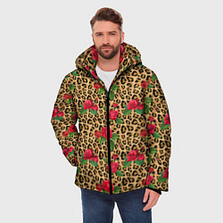 Куртка зимняя мужская Шкура Леопарда в Цветах, цвет: 3D-светло-серый — фото 2