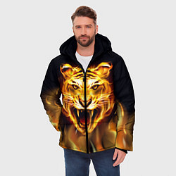 Куртка зимняя мужская Тигр В Пламени, цвет: 3D-светло-серый — фото 2