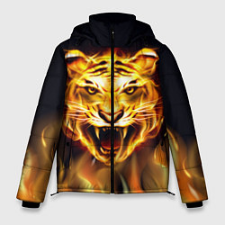 Куртка зимняя мужская Тигр В Пламени, цвет: 3D-красный