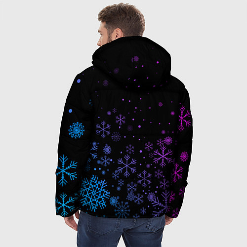 Мужская зимняя куртка Новогодние снежинки Градиент / 3D-Светло-серый – фото 4