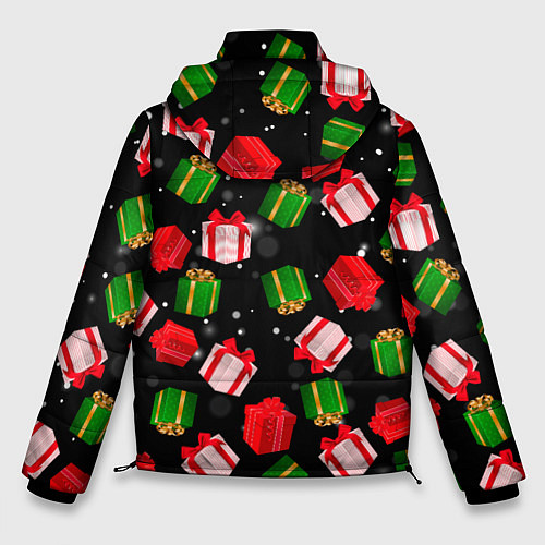 Мужская зимняя куртка Новогодние паттерн подарков / 3D-Светло-серый – фото 2