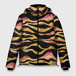 Куртка зимняя мужская Тигровый окрас Gold Pink, цвет: 3D-красный
