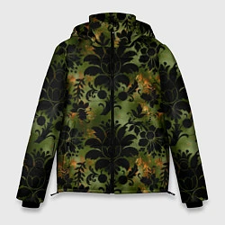 Куртка зимняя мужская Темные тропические листья, цвет: 3D-красный