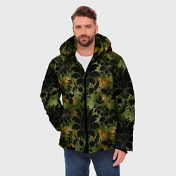 Куртка зимняя мужская Темные тропические листья, цвет: 3D-красный — фото 2
