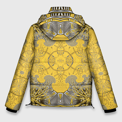 Мужская зимняя куртка Коллекция Фрактальная мозаика Желтый на черном 573 / 3D-Черный – фото 2