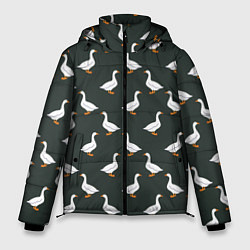 Куртка зимняя мужская Гуси паттерн, цвет: 3D-светло-серый