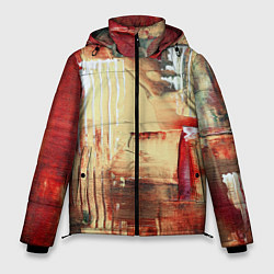 Куртка зимняя мужская Мазки краски красный, цвет: 3D-красный