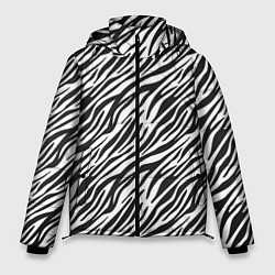 Куртка зимняя мужская Чёрно-Белые полоски Зебры, цвет: 3D-светло-серый