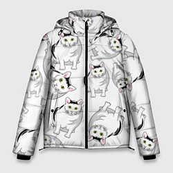 Куртка зимняя мужская КОТИКИ МЕМ МЯУ, цвет: 3D-черный