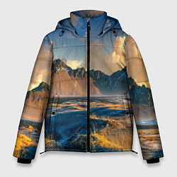 Куртка зимняя мужская Красивый горный пейзаж, цвет: 3D-красный