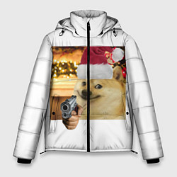 Мужская зимняя куртка Новогодняя собака злоупотребляет второй поправкой