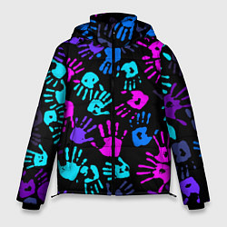 Куртка зимняя мужская Следы неоновых рук, цвет: 3D-черный