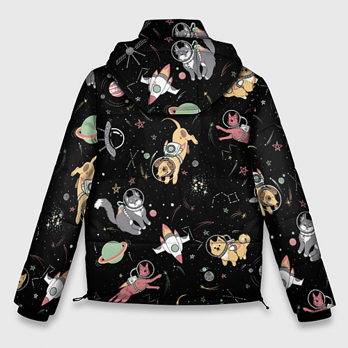 Мужская зимняя куртка Космические коты / 3D-Черный – фото 2