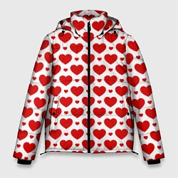 Куртка зимняя мужская Сердечки - любовь, цвет: 3D-красный