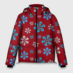 Куртка зимняя мужская Снежинки Черепа красный, цвет: 3D-светло-серый