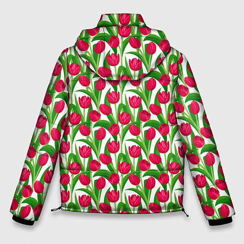 Мужская зимняя куртка Весенние Тюльпаны / 3D-Красный – фото 2