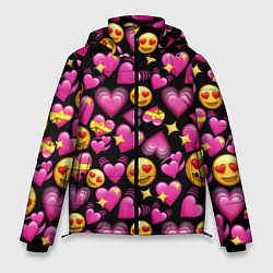 Куртка зимняя мужская Эмодзи сердечки, цвет: 3D-красный