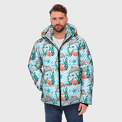 Куртка зимняя мужская Дельфины Море, цвет: 3D-красный — фото 2