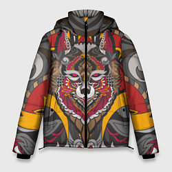 Куртка зимняя мужская Этника Волк Узоры, цвет: 3D-светло-серый