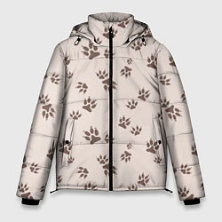 Куртка зимняя мужская Бежевый паттерн лапки, цвет: 3D-светло-серый