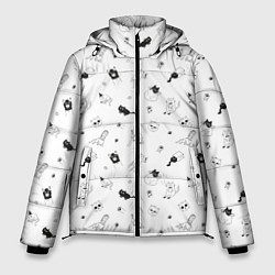 Куртка зимняя мужская Набор смешных котов, цвет: 3D-черный