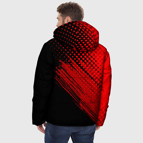 Мужская зимняя куртка Honda - Red texture / 3D-Светло-серый – фото 4