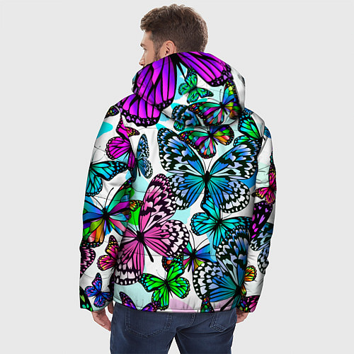 Мужская зимняя куртка Рой цветных бабочек / 3D-Светло-серый – фото 4