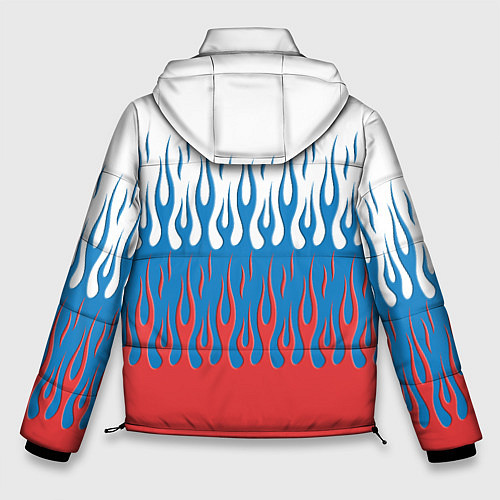 Мужская зимняя куртка Флаг России пламя / 3D-Красный – фото 2