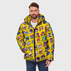 Куртка зимняя мужская Особые редкие значки Бравл Пины желтый фон Brawl S, цвет: 3D-светло-серый — фото 2