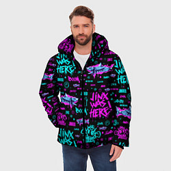 Куртка зимняя мужская ARCANE Jinx pattern neon Аркейн Джинкс паттерн нео, цвет: 3D-черный — фото 2