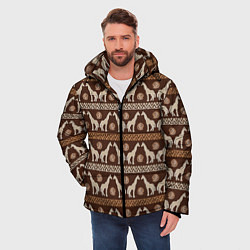 Куртка зимняя мужская Жирафы Африка паттерн, цвет: 3D-черный — фото 2